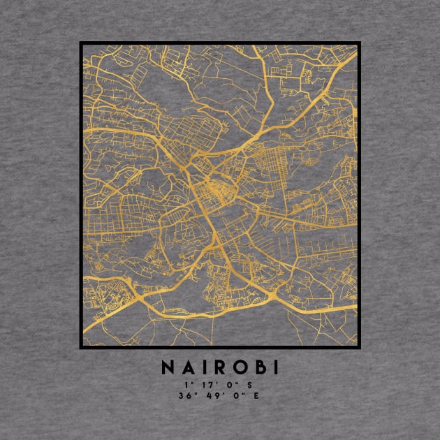 NAIROBI KENYA CITY STREET MAP ART by deificusArt